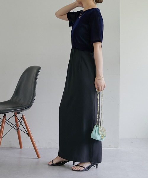 COLLAGE GALLARDAGALANTE（コラージュガリャルダガランテ）の「シアーフロッキーTシャツ（Tシャツ/カットソー・レディース・ネイビー/オリーブ・FREE）」の10枚目の写真