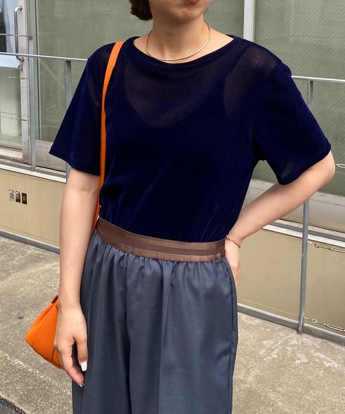 COLLAGE GALLARDAGALANTE（コラージュガリャルダガランテ）の「シアーフロッキーTシャツ（Tシャツ/カットソー・レディース・ネイビー/オリーブ・FREE）」の21枚目の写真