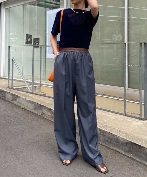 COLLAGE GALLARDAGALANTE（コラージュガリャルダガランテ）の「シアーフロッキーTシャツ（Tシャツ/カットソー・レディース・ネイビー/オリーブ・FREE）」の20枚目の写真