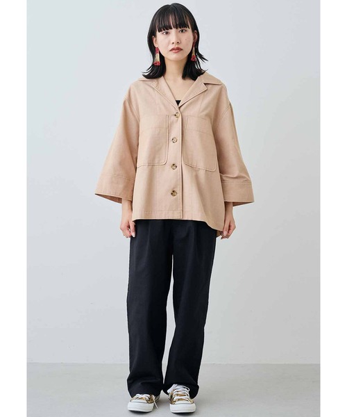 MEDE19F（メデジュウキュウ）の「ＭＥＤＥ１９Ｆ　コットン素材のワイドスリーブシャツジャケット〈ベージュ〉（その他アウター・レディース・ベージュ・MEDIUM/LARGE/X-LARGE）」の3枚目の写真