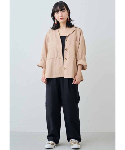 MEDE19F（メデジュウキュウ）の「ＭＥＤＥ１９Ｆ　コットン素材のワイドスリーブシャツジャケット〈ベージュ〉（その他アウター・レディース・ベージュ・MEDIUM/LARGE/X-LARGE）」の4枚目の写真