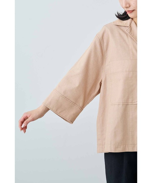 MEDE19F（メデジュウキュウ）の「ＭＥＤＥ１９Ｆ　コットン素材のワイドスリーブシャツジャケット〈ベージュ〉（その他アウター・レディース・ベージュ・MEDIUM/LARGE/X-LARGE）」の8枚目の写真