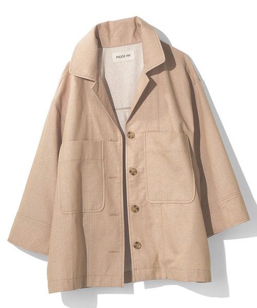 MEDE19F（メデジュウキュウ）の「ＭＥＤＥ１９Ｆ　コットン素材のワイドスリーブシャツジャケット〈ベージュ〉（その他アウター・レディース・ベージュ・MEDIUM/LARGE/X-LARGE）」の9枚目の写真