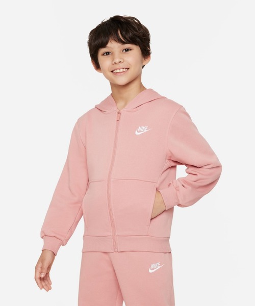 NIKE（ナイキ）の「ナイキ クラブ フリース ジュニア フレンチ テリー フルジップ パーカー / Nike Club Fleece Big Kids' French Terry Full-Zip Hoodie ＜130-170cm 展開＞（パーカー・キッズ・ブラック/ブラウン系その他2/グレー系その他/サーモンピンク/エメラルド/ブルー系その他2・160/170/130/140/150）」の6枚目の写真