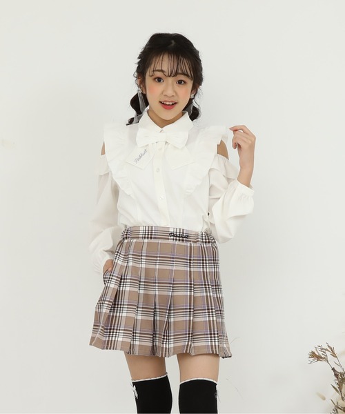 MARK & LONA ピンク プリーツスカート ぼかし柄フレアスカンツ