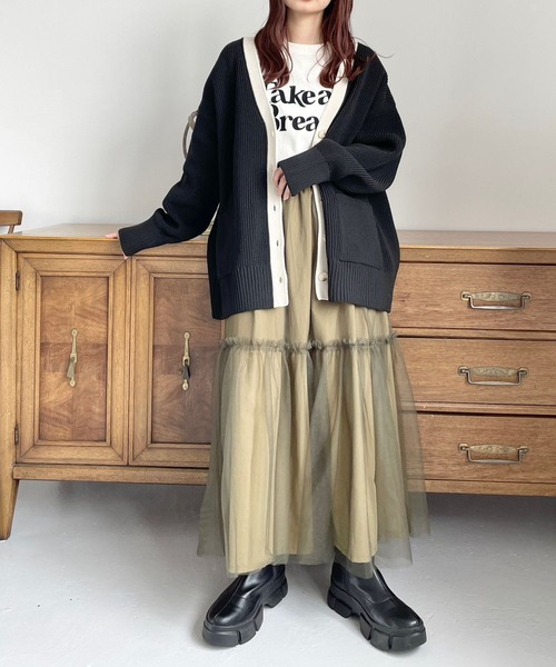 LOWRYS FARM（ローリーズファーム）の「リバーシブルチュールスカート　975536（スカート・レディース・グレー/グリーン/ブラック/アイボリー・FREE）」の4枚目の写真