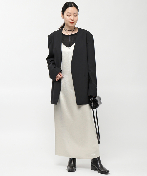 AP STUDIO(エーピーストゥディオ)の「SATIN LAYERED ONEPIECE(ワンピース・レディース・ネイビー/アイボリー・FREE)」の13枚目の写真