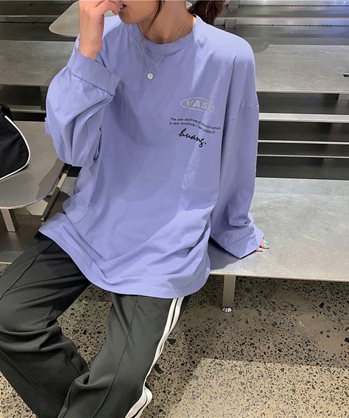 NinaetLina(ニナエリナ)の「ビッグシルエットプリントロングTシャツ(Tシャツ/カットソー・レディース・ブルー/ブラック/ホワイト・FREE)」の8枚目の写真