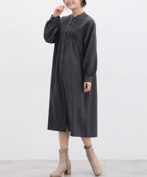 Honeys（ハニーズ）の「ピンタックシャツワンピース（シャツワンピース・レディース・ミント/ベージュ/ネイビー/モカ/スミクロ・L/S/M）」の6枚目の写真