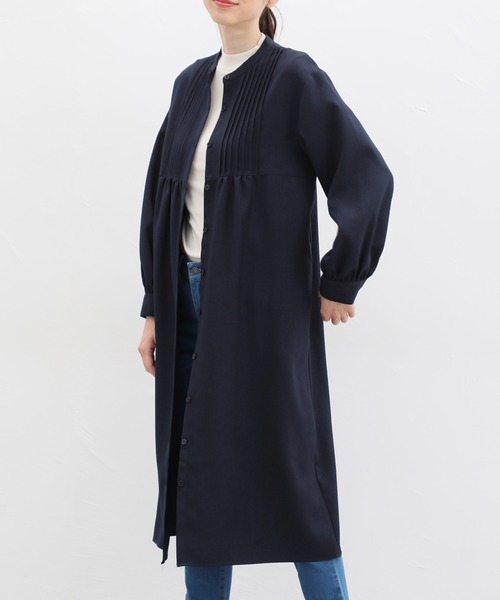 Honeys（ハニーズ）の「ピンタックシャツワンピース（シャツワンピース・レディース・ミント/ベージュ/ネイビー/モカ/スミクロ・L/S/M）」の9枚目の写真