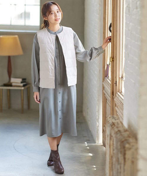 Honeys（ハニーズ）の「ピンタックシャツワンピース（シャツワンピース・レディース・ミント/ベージュ/ネイビー/モカ/スミクロ・L/S/M）」の10枚目の写真