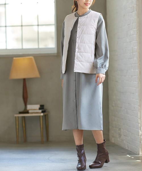 Honeys（ハニーズ）の「ピンタックシャツワンピース（シャツワンピース・レディース・ミント/ベージュ/ネイビー/モカ/スミクロ・L/S/M）」の11枚目の写真