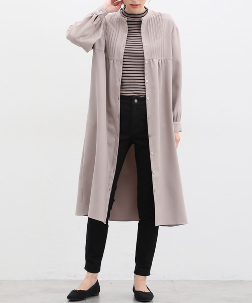 Honeys（ハニーズ）の「ピンタックシャツワンピース（シャツワンピース・レディース・ミント/ベージュ/ネイビー/モカ/スミクロ・L/S/M）」の13枚目の写真