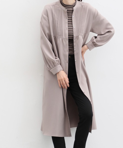 Honeys（ハニーズ）の「ピンタックシャツワンピース（シャツワンピース・レディース・ミント/ベージュ/ネイビー/モカ/スミクロ・L/S/M）」の14枚目の写真