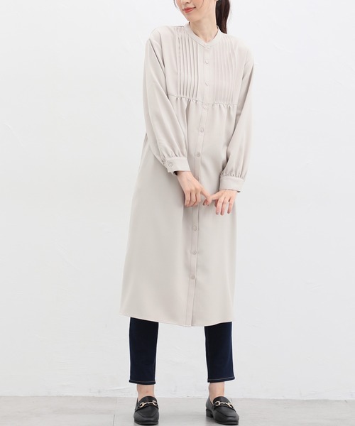 Honeys（ハニーズ）の「ピンタックシャツワンピース（シャツワンピース・レディース・ミント/ベージュ/ネイビー/モカ/スミクロ・L/S/M）」の15枚目の写真