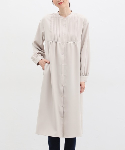 Honeys（ハニーズ）の「ピンタックシャツワンピース（シャツワンピース・レディース・ミント/ベージュ/ネイビー/モカ/スミクロ・L/S/M）」の16枚目の写真