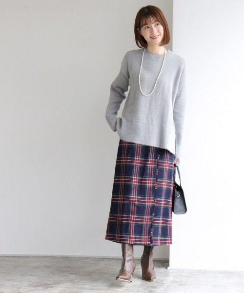 Pierrot（ピエロ）の「タータンチェック柄ロングスカート（スカート・レディース・ネイビー/ブラック・M/PM/L）」の14枚目の写真