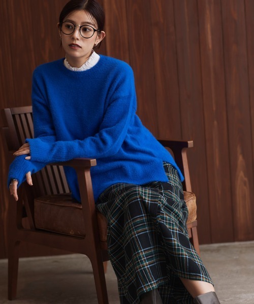 Pierrot（ピエロ）の「タータンチェック柄ロングスカート（スカート・レディース・ネイビー/ブラック・M/PM/L）」の5枚目の写真