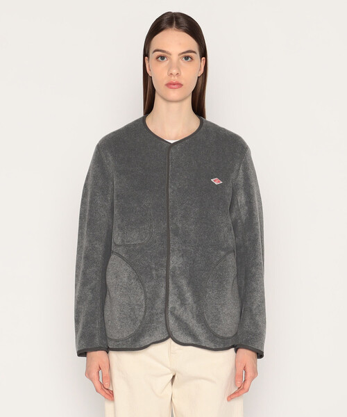 DANTON（ダントン）の「WOMEN'S FLEECE COLLARLESS JACKET（ノーカラージャケット・レディース・ダークグリーン/グレー/ベージュ/クリーム/ブルー/チャコール/ブラック・34/36/38）」の9枚目の写真