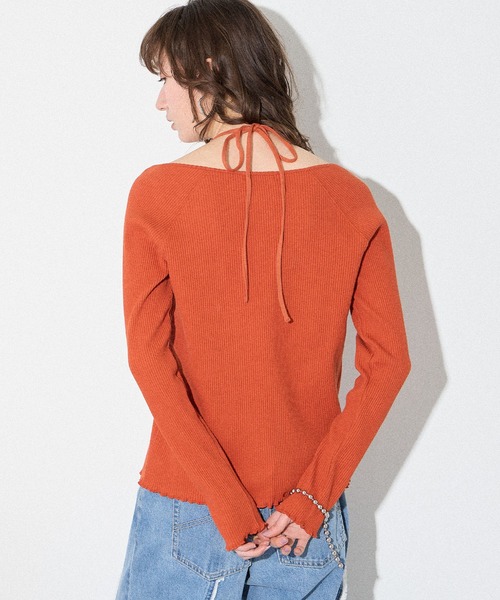 ELLEgirl（エルガール）の「カットワークホルターロンT【ELLEgirl/エル ガール】（Tシャツ/カットソー・レディース・ライトグリーン/ダークオレンジ/ブラック/ブルー・FREE）」の4枚目の写真