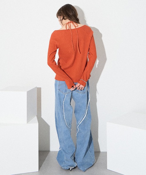 ELLEgirl（エルガール）の「カットワークホルターロンT【ELLEgirl/エル ガール】（Tシャツ/カットソー・レディース・ライトグリーン/ダークオレンジ/ブラック/ブルー・FREE）」の9枚目の写真