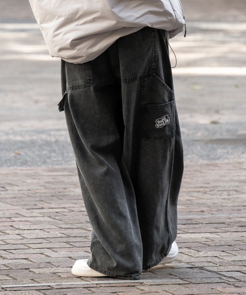 刺繍入りウォッシュペインターワイドパンツ（その他パンツ）｜kutir