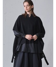 MIDIUMISOLID for Ladies サイドリボンポンチョ
