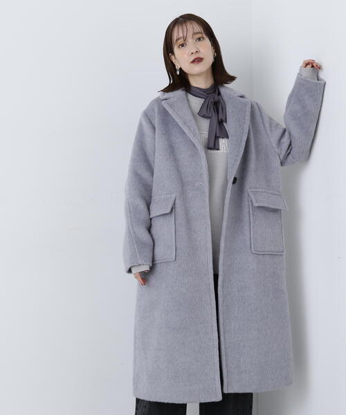 N.(N. Natural Beauty Basic)(エヌエヌナチュラルビューティーベーシック)の「◆シャギーロングコート(チェスターコート・レディース・グレー/ベージュ・MEDIUM)」の4枚目の写真