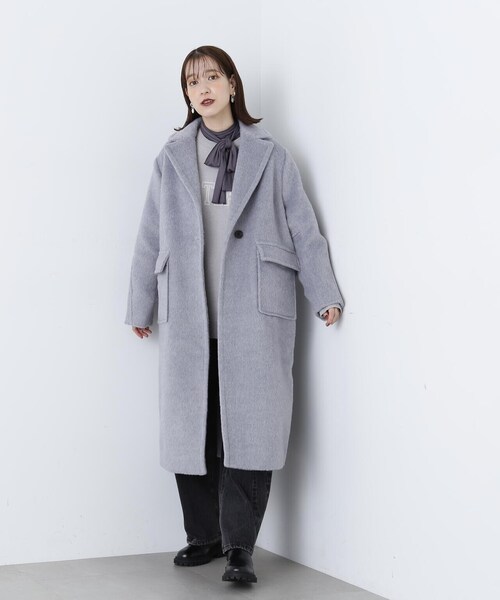 N.(N. Natural Beauty Basic)(エヌエヌナチュラルビューティーベーシック)の「◆シャギーロングコート(チェスターコート・レディース・グレー/ベージュ・MEDIUM)」の6枚目の写真