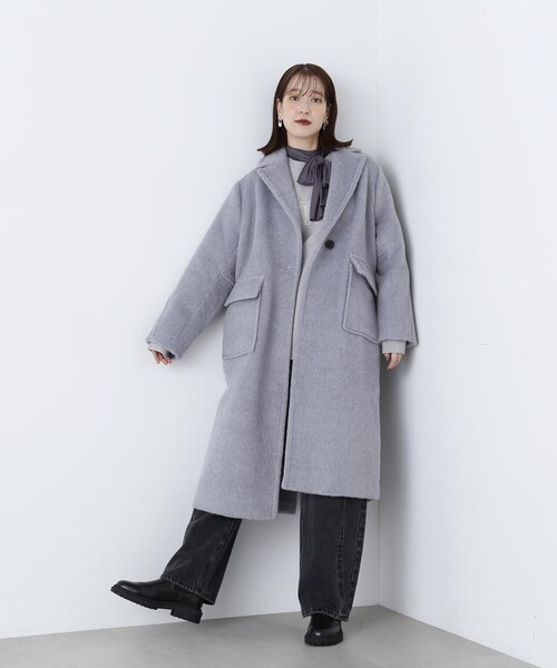 N.(N. Natural Beauty Basic)(エヌエヌナチュラルビューティーベーシック)の「◆シャギーロングコート(チェスターコート・レディース・グレー/ベージュ・MEDIUM)」の8枚目の写真