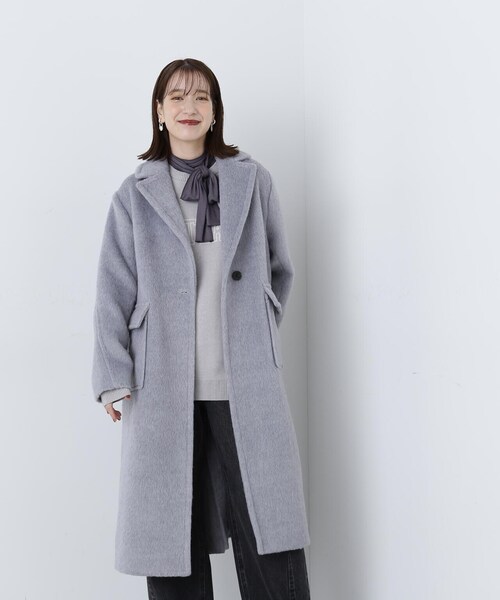 N.(N. Natural Beauty Basic)(エヌエヌナチュラルビューティーベーシック)の「◆シャギーロングコート(チェスターコート・レディース・グレー/ベージュ・MEDIUM)」の9枚目の写真