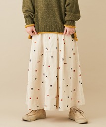 CUBE SUGAR | シャツコールフラッグプリントタックフレアスカート(スカート)