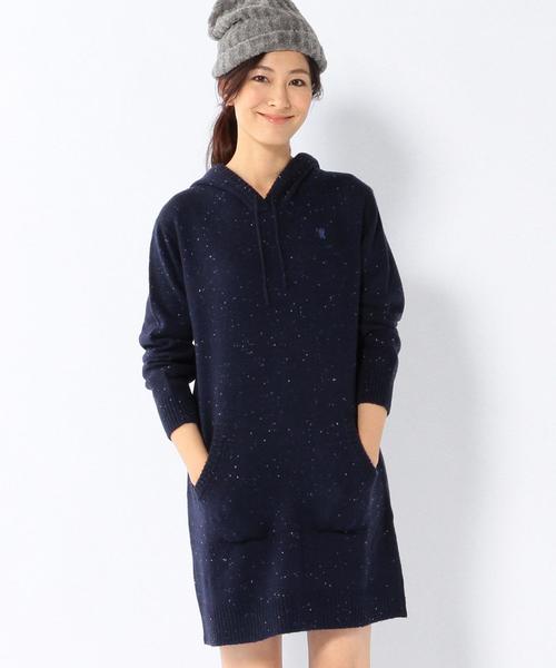 coen(コーエン)の「カラーネップフーデットニットワンピース(ワンピース・レディース・ライトグレー/ネイビー/レッド/ダークグレー/ターコイズブルー・LARGE/MEDIUM)」の4枚目の写真