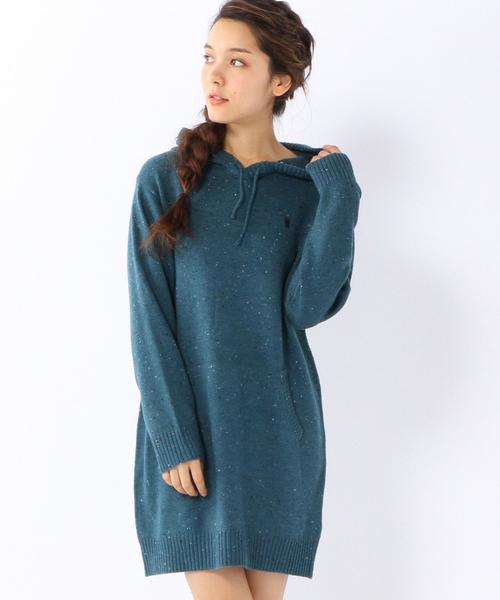 coen(コーエン)の「カラーネップフーデットニットワンピース(ワンピース・レディース・ライトグレー/ネイビー/レッド/ダークグレー/ターコイズブルー・LARGE/MEDIUM)」の5枚目の写真