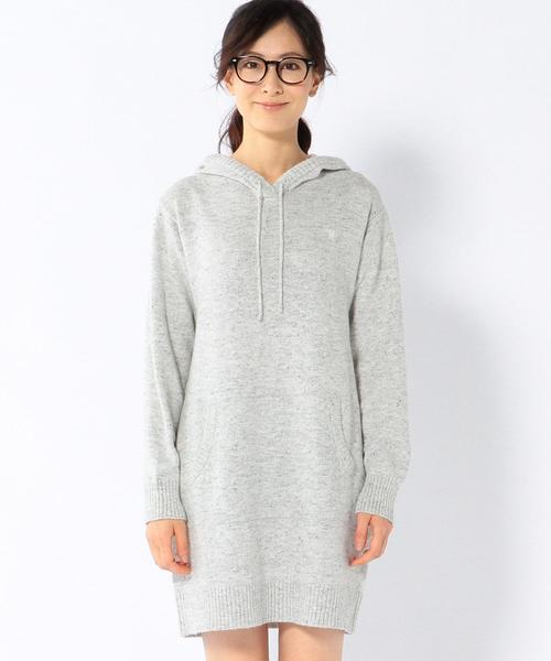 coen(コーエン)の「カラーネップフーデットニットワンピース(ワンピース・レディース・ライトグレー/ネイビー/レッド/ダークグレー/ターコイズブルー・LARGE/MEDIUM)」の7枚目の写真