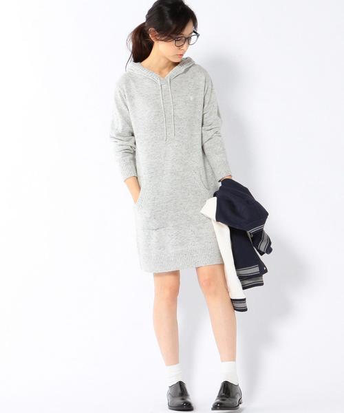 coen(コーエン)の「カラーネップフーデットニットワンピース(ワンピース・レディース・ライトグレー/ネイビー/レッド/ダークグレー/ターコイズブルー・LARGE/MEDIUM)」の9枚目の写真