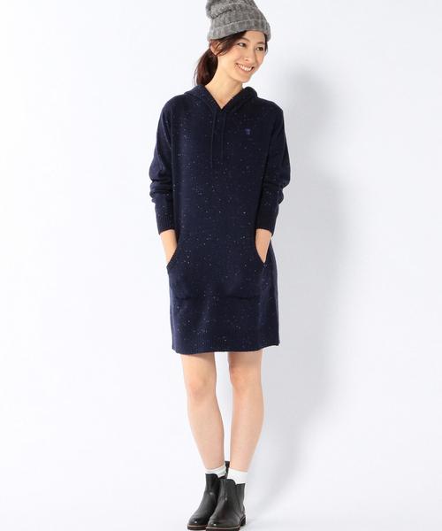 coen(コーエン)の「カラーネップフーデットニットワンピース(ワンピース・レディース・ライトグレー/ネイビー/レッド/ダークグレー/ターコイズブルー・LARGE/MEDIUM)」の14枚目の写真