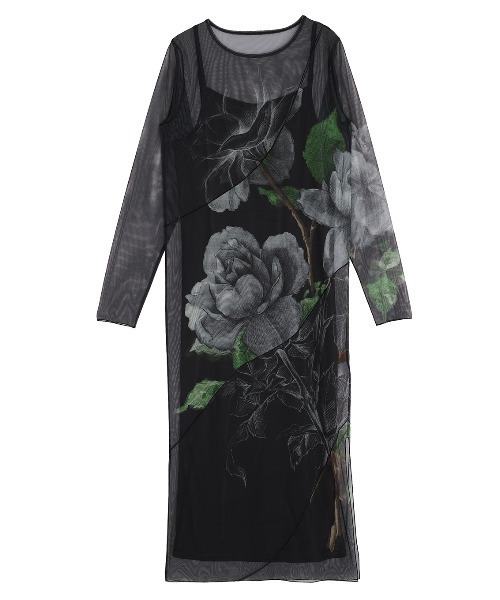 Ameri（アメリ）の「UND SKETCH FLOWER SKIN DRESS（ワンピース・レディース・ブラック/ベージュ・MEDIUM/SMALL）」の19枚目の写真