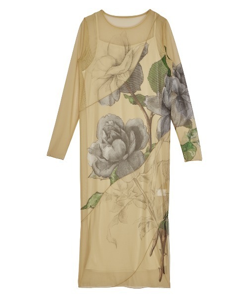 Ameri（アメリ）の「UND SKETCH FLOWER SKIN DRESS（ワンピース・レディース・ブラック/ベージュ・MEDIUM/SMALL）」の20枚目の写真