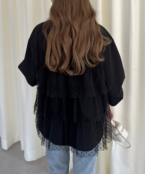 prose verse(プロズヴェール)の「ティアードチュールドッキングトップス(Tシャツ/カットソー・レディース・ブラック系1・フリ-)」の6枚目の写真