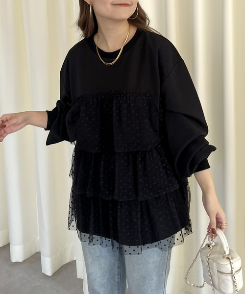 prose verse(プロズヴェール)の「ティアードチュールドッキングトップス(Tシャツ/カットソー・レディース・ブラック系1・フリ-)」の8枚目の写真