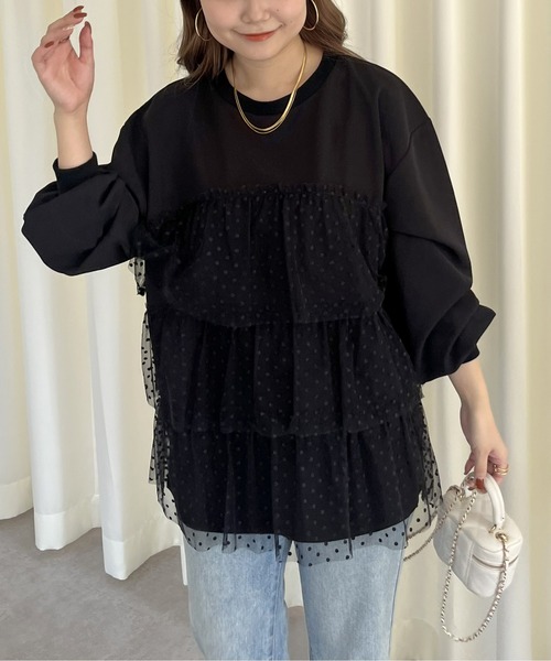 prose verse(プロズヴェール)の「ティアードチュールドッキングトップス(Tシャツ/カットソー・レディース・ブラック系1・フリ-)」の9枚目の写真