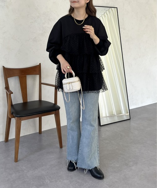 prose verse(プロズヴェール)の「ティアードチュールドッキングトップス(Tシャツ/カットソー・レディース・ブラック系1・フリ-)」の11枚目の写真