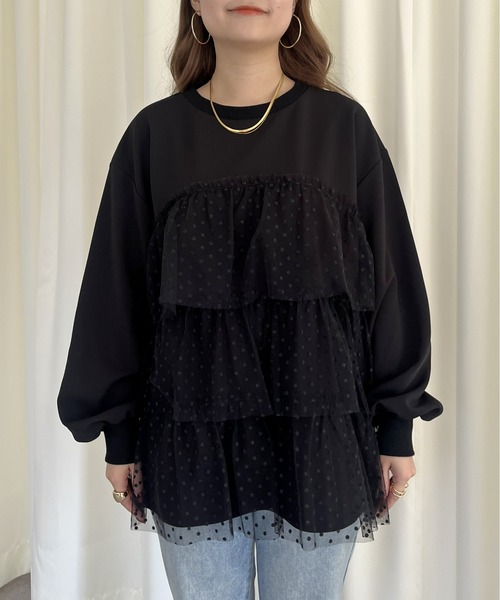 prose verse(プロズヴェール)の「ティアードチュールドッキングトップス(Tシャツ/カットソー・レディース・ブラック系1・フリ-)」の15枚目の写真