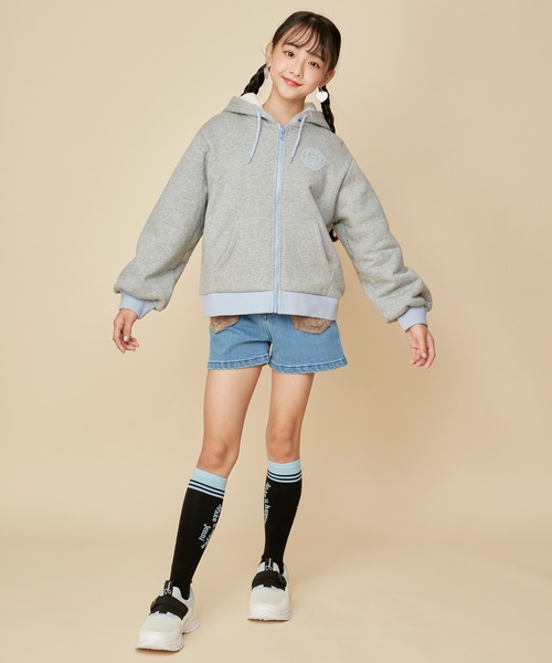R♡R■新品 ジェニィラブ■裏ボア配色ジップパ－カ－ 140 JENNI love（ジェニィラブ）の「裏ボアリブ配色ZIPパーカー