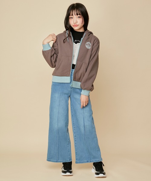 JENNI love（ジェニィラブ）の「裏ボアリブ配色ZIPパーカー