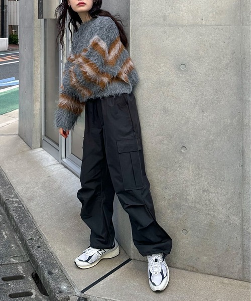 feepur（フェピュール）の「【ハンドウォッシャブル】シャギーボーダーショートニット（ニット/セーター・レディース・オフホワイト/グレー・MEDIUM）」の15枚目の写真