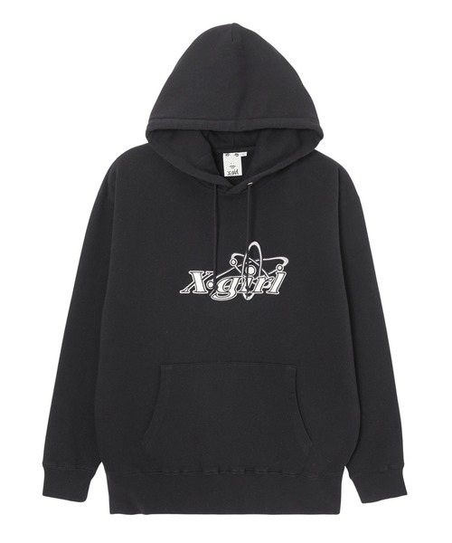 X-girl（エックスガール）の「CHEMICAL SYMBOL LOGO EMBROIDERY SWEAT HOODIE（パーカー・レディース・ブラック/アッシュ/オリーブ・XL/L/S/M）」の2枚目の写真