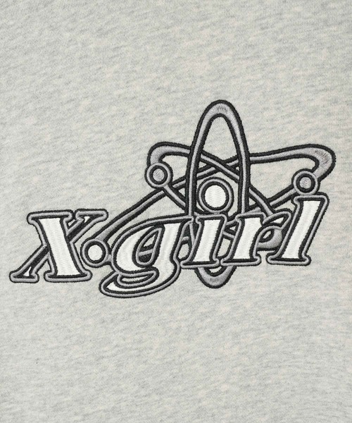 X-girl（エックスガール）の「CHEMICAL SYMBOL LOGO EMBROIDERY SWEAT HOODIE（パーカー・レディース・ブラック/アッシュ/オリーブ・XL/L/S/M）」の9枚目の写真