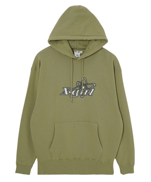 X-girl（エックスガール）の「CHEMICAL SYMBOL LOGO EMBROIDERY SWEAT HOODIE（パーカー・レディース・ブラック/アッシュ/オリーブ・XL/L/S/M）」の11枚目の写真